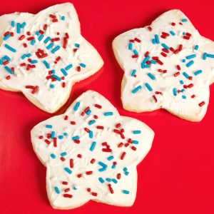 Fourth of July Star Cookies with Icing & Sprinkles Food Picture