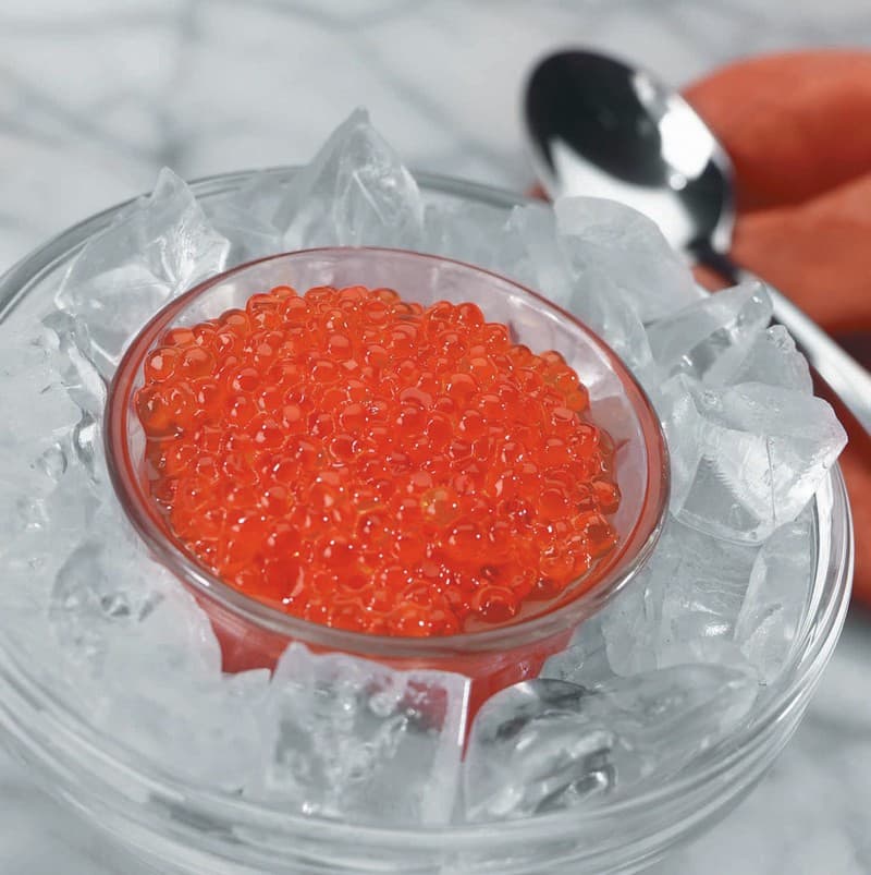 American Trout Roe in a Bowl with Ice Food Picture
