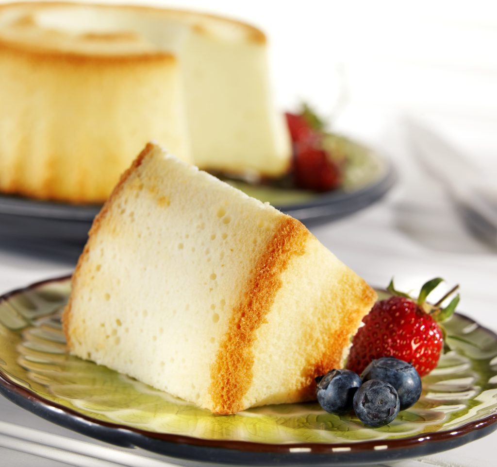 Angel Food Cake on Plate with Berries Food Picture