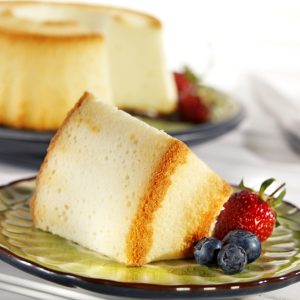 Angel Food Cake on Plate with Berries Food Picture