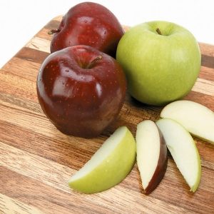 Whole and Sliced Assorted Apples on Board Isolated Food Picture