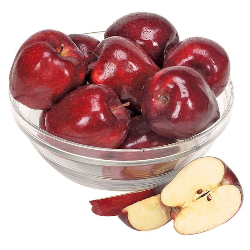 Bowl of Red Delicious Apples with Slices Isolated Food Picture