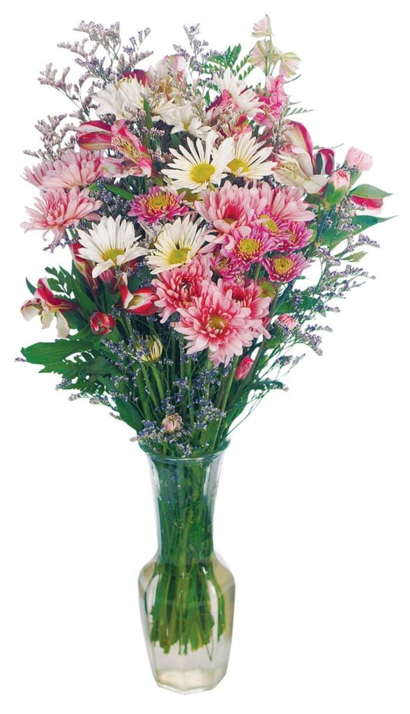 Tall Floral Arrangement in Clear Vase Food Picture