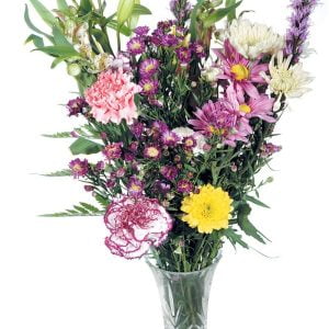 Assorted Floral Arrangement in Clear Vase Food Picture