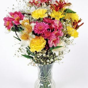 Assorted Floral Assortment in Clear Vase Food Picture