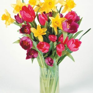 Floral Spring Arrangement in Clear Vase Food Picture