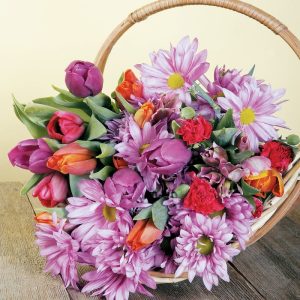 Spring Floral Assortment in Basket Food Picture