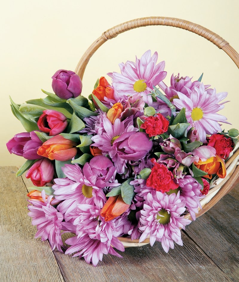 Spring Floral Assortment in Basket Food Picture