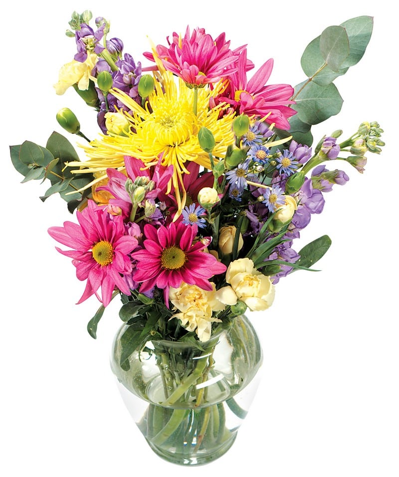 Spring Floral Assortment in Clear Vase Food Picture