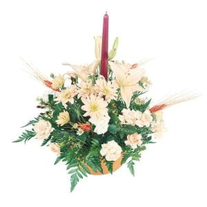 Fall Floral Arrangement with Candle Food Picture