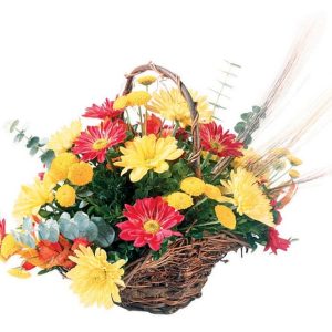 Fall Floral Arrangement in Brown Basket Food Picture