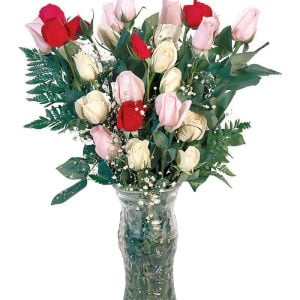 Rose Assortment in Clear Vase Food Picture
