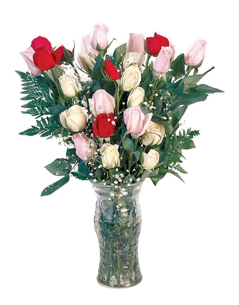 Rose Assortment in Clear Vase Food Picture