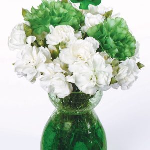 St. Patrick's Day Floral Arrangement in Green Vase Food Picture