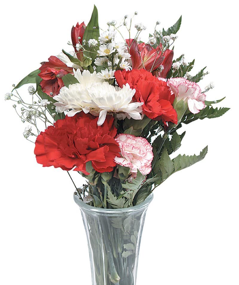 Valentine's Day Arrangement in Clear Vase Food Picture