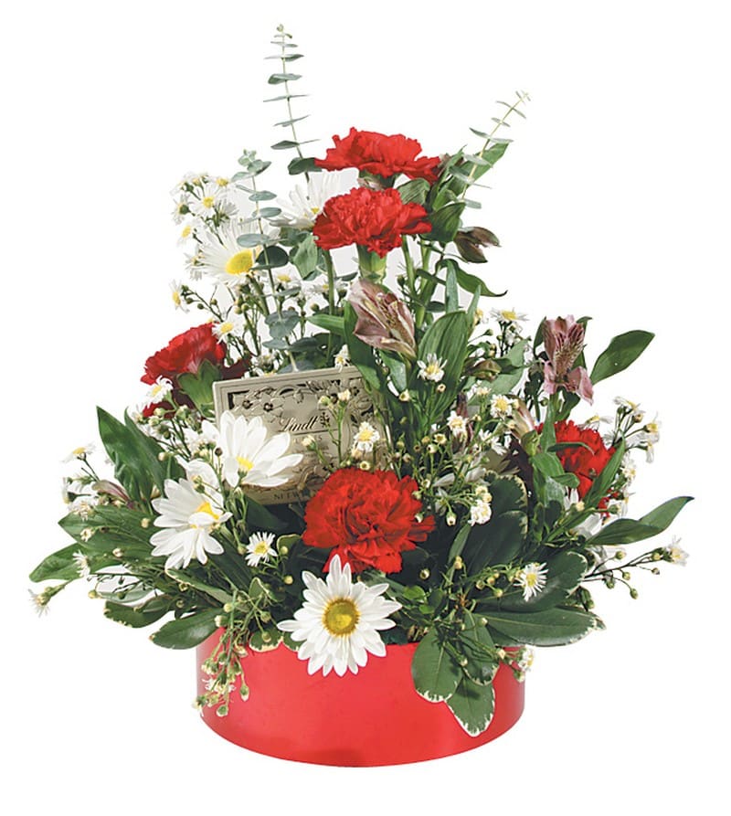 Valentine's Day Arrangement in Red Tin Food Picture