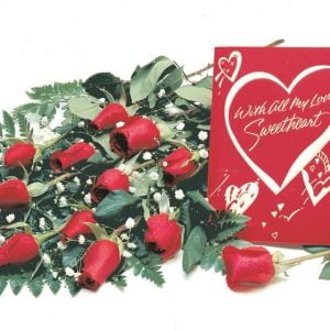 Valentine's Arrangement with Card Food Picture
