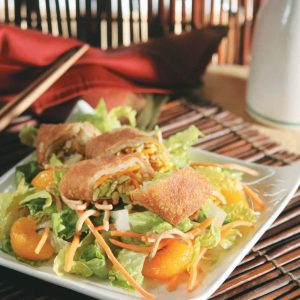 Asian Style Salad with Egg Roll Food Picture