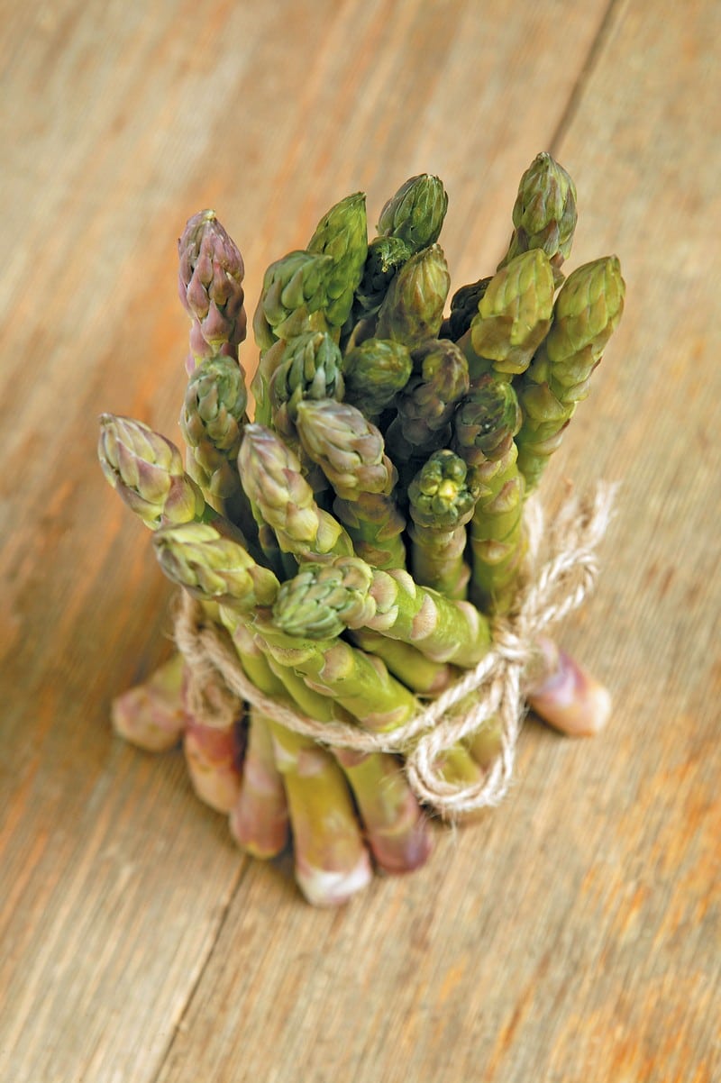 Asparagus Tied in String on Wooden Surface Food Picture