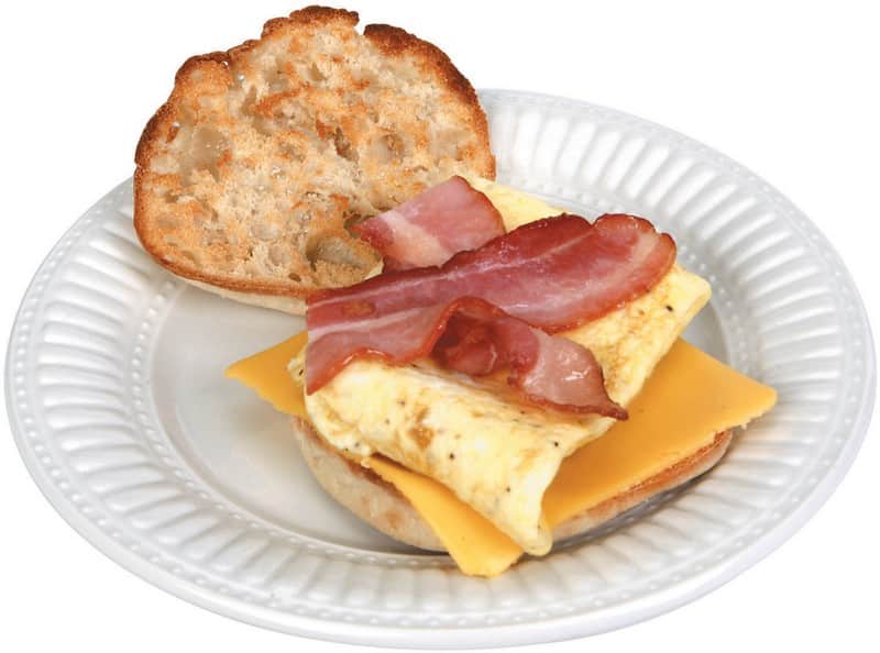 Bacon Egg and Cheese Muffin on a Plate Food Picture