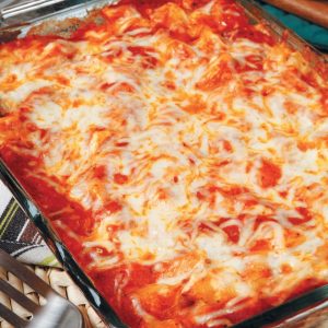 Baked Ziti in Clear Dish Food Picture
