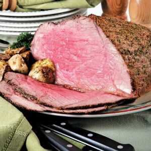 Beef Bottom Round Roast with Potatoes on Table Food Picture