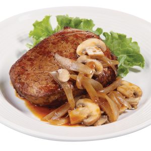 Fresh Cooked Beef Eye Round Steak with Mushrooms and Onions Food Picture