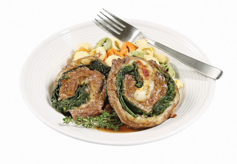 Fresh Cooked Pinwheel Flank Steak with Pasta Food Picture