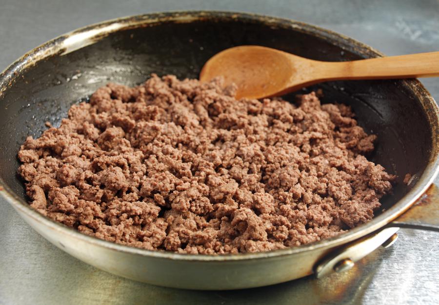 Cooked Ground Beef In Pan - Prepared Food Photos, Inc.