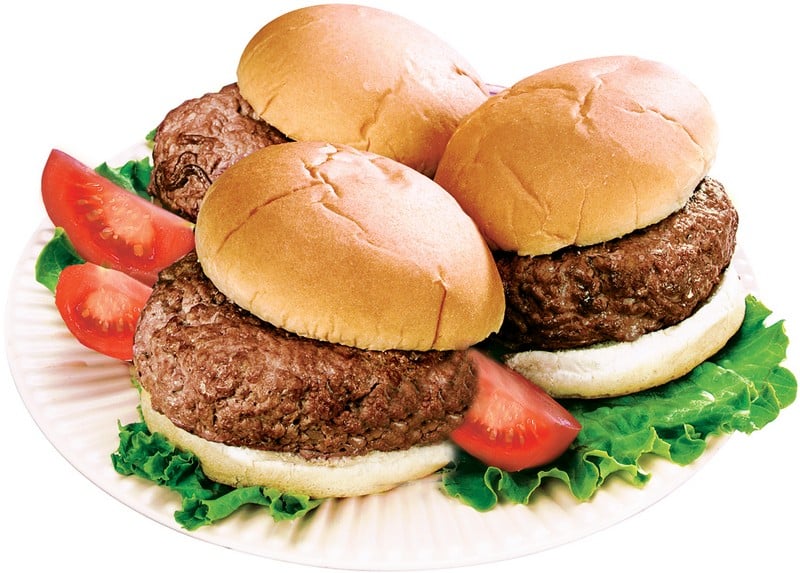 Hamburgers on Plate with Tomatoes and Lettuce Food Picture