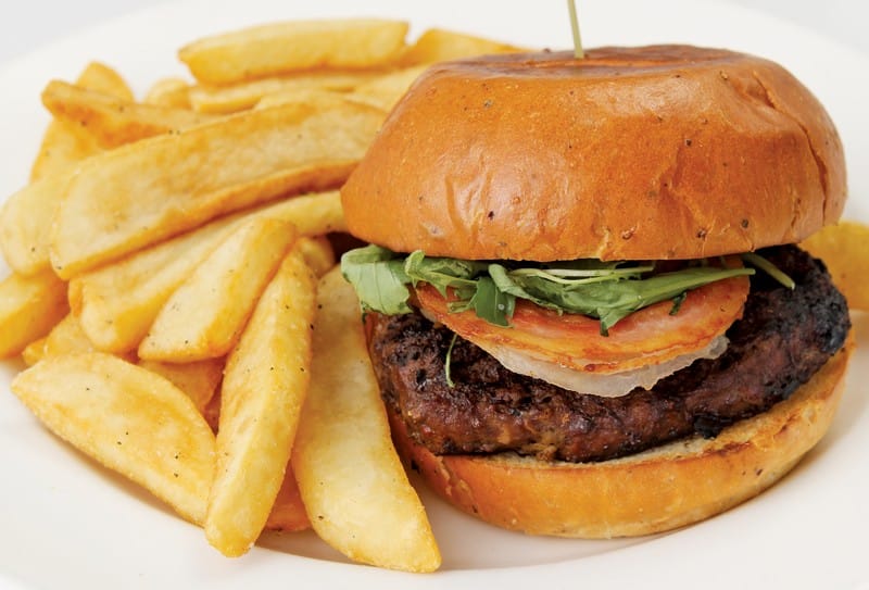 Cooked Hamburger with Steak Fries Food Picture