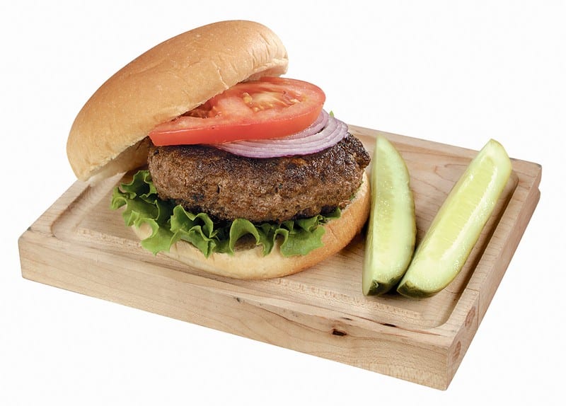 Fresh Beef Hamburger with Tomato, Onions and Pickles Food Picture