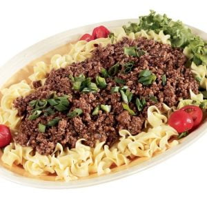Fresh Ground Beef over Pasta Dinner Food Picture