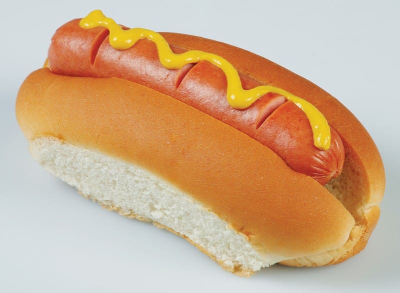 Single Beef Hot Dog with Mustard Food Picture