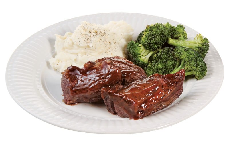 Cooked Beef Short Ribs with Rice and Broccoli Food Picture