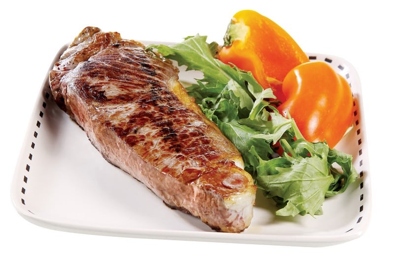Beef Steak Strip on a Plate with Lettuce and Tomatoes Food Picture
