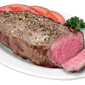 Beef Steak Strip on Plate with Tomatoes Food Picture