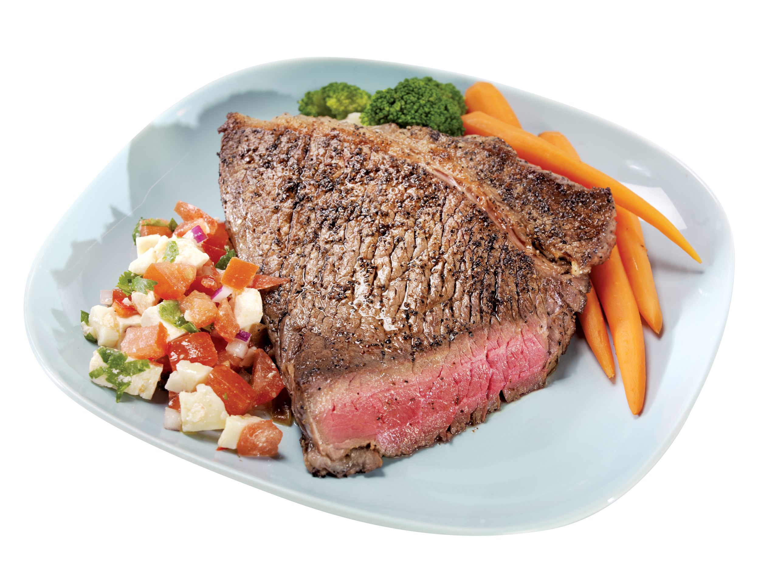 Beef Top Round Steak with Carrots on a Plate Food Picture