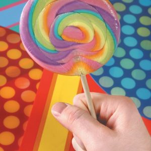 Large Rainbow Lollipop with Colorful Background Food Picture