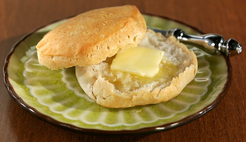 Sliced Buttermilk Biscuit with Butter on Plate Food Picture