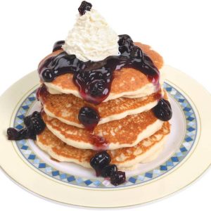 Stack of Pancakes with Blueberry Syrup and Whip Cream Food Picture