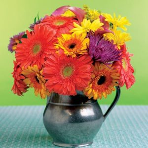 Spring Assorted Bouquet in Metal Vase Food Picture
