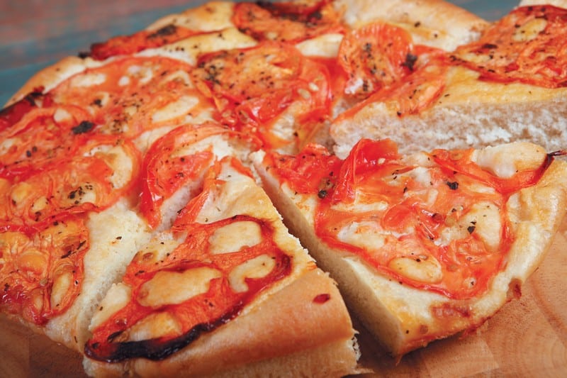 Sliced Focaccia Bread with Tomatoes Food Picture