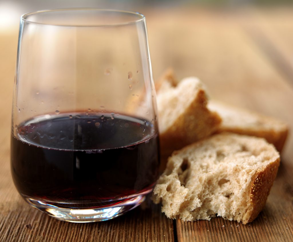 Crusty Fresh Bread and Red Wine Food Picture