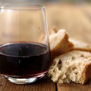 Crusty Fresh Bread and Red Wine Food Picture