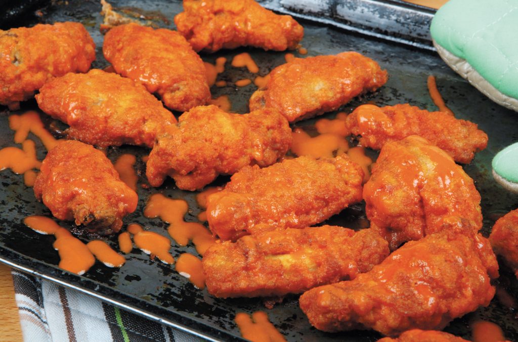 Buffalo Wings on a Baking Sheet Fresh Out of Oven Food Picture