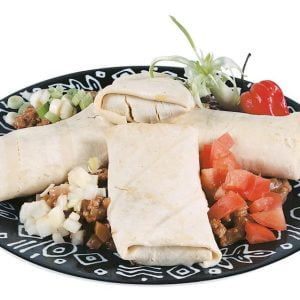 Beef Burritos on Black and White Plate Food Picture