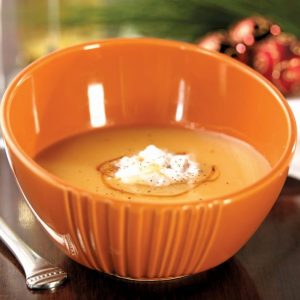 Butternut Squash Soup in a Orange Bowl Food Picture