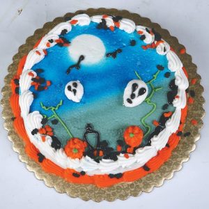 Halloween Ghost Cake on Silver Cardboard Tray Food Picture