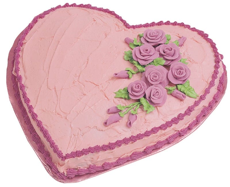 Pink Valentines Heart Cake with Roses Food Picture